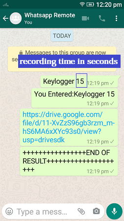 Keylogger command, whatsapp cloud remote